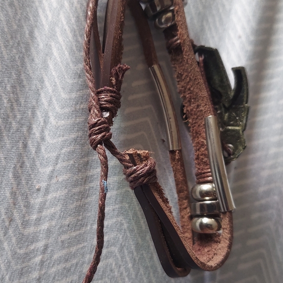 Adjustable Leather Bracelet funny pirate in brown - Picture 4 of 4